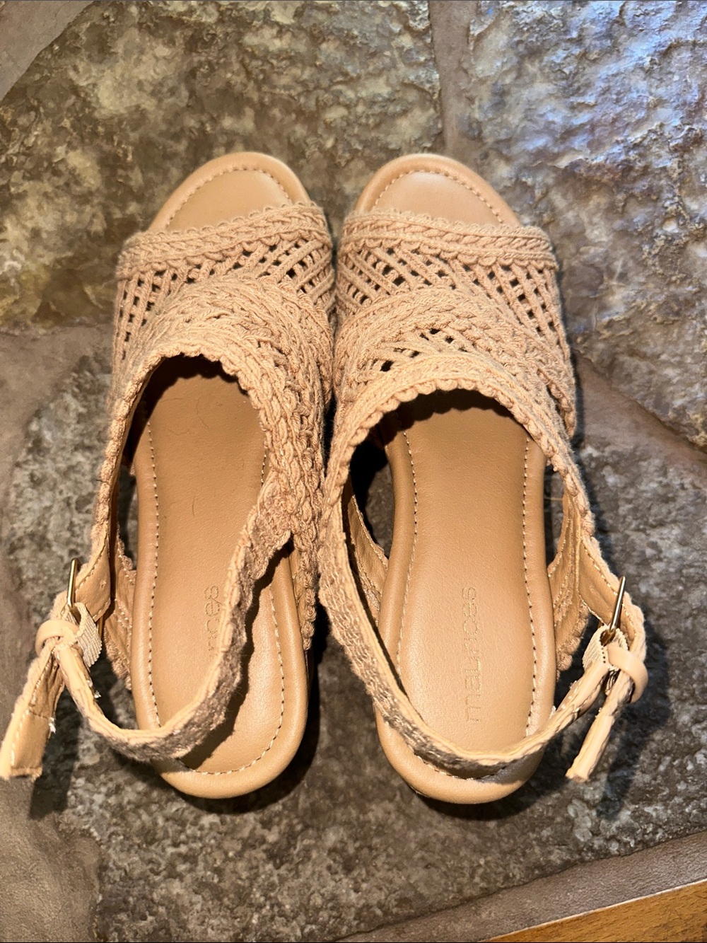 Maurices Tan Crochet Wedge Sandals for Women